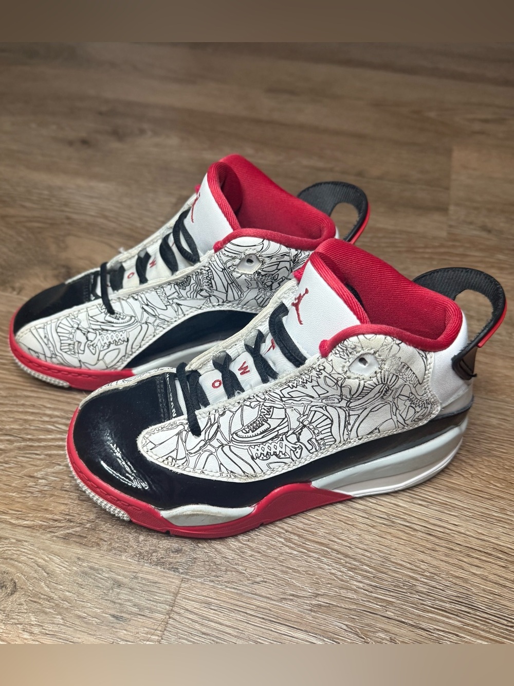 Nike Air Jordan Kids High-Top Sneakers in White Black Red